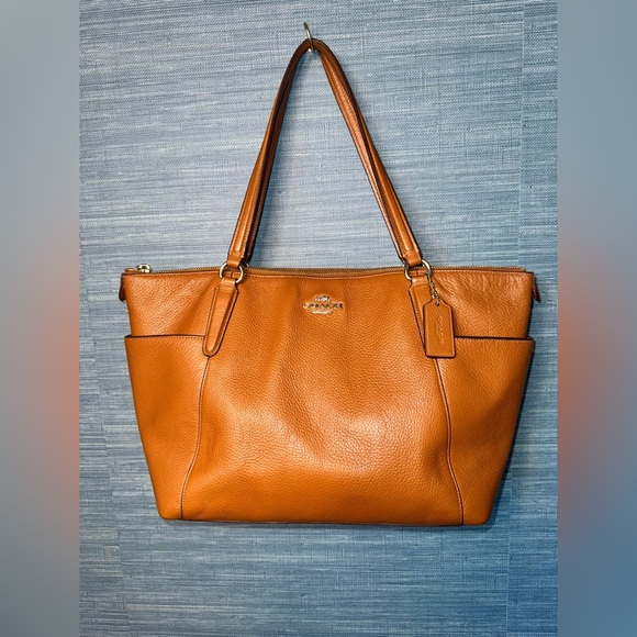 Coach Brown Pebble Leather Ava II Tote - Saddle - Picture 1 of 15